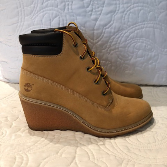 timberland wedge heel boots